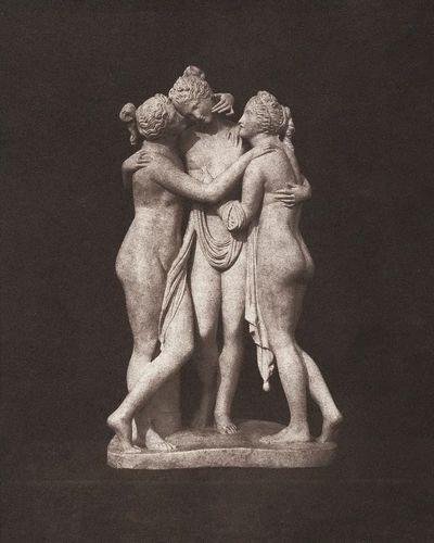 Sensual nude sculpture, Three Graces. poster