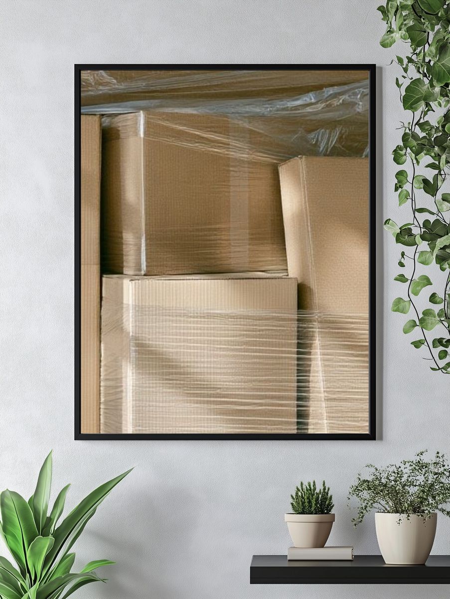 Stacked Cardboard Boxes Photography Print. — room view 4