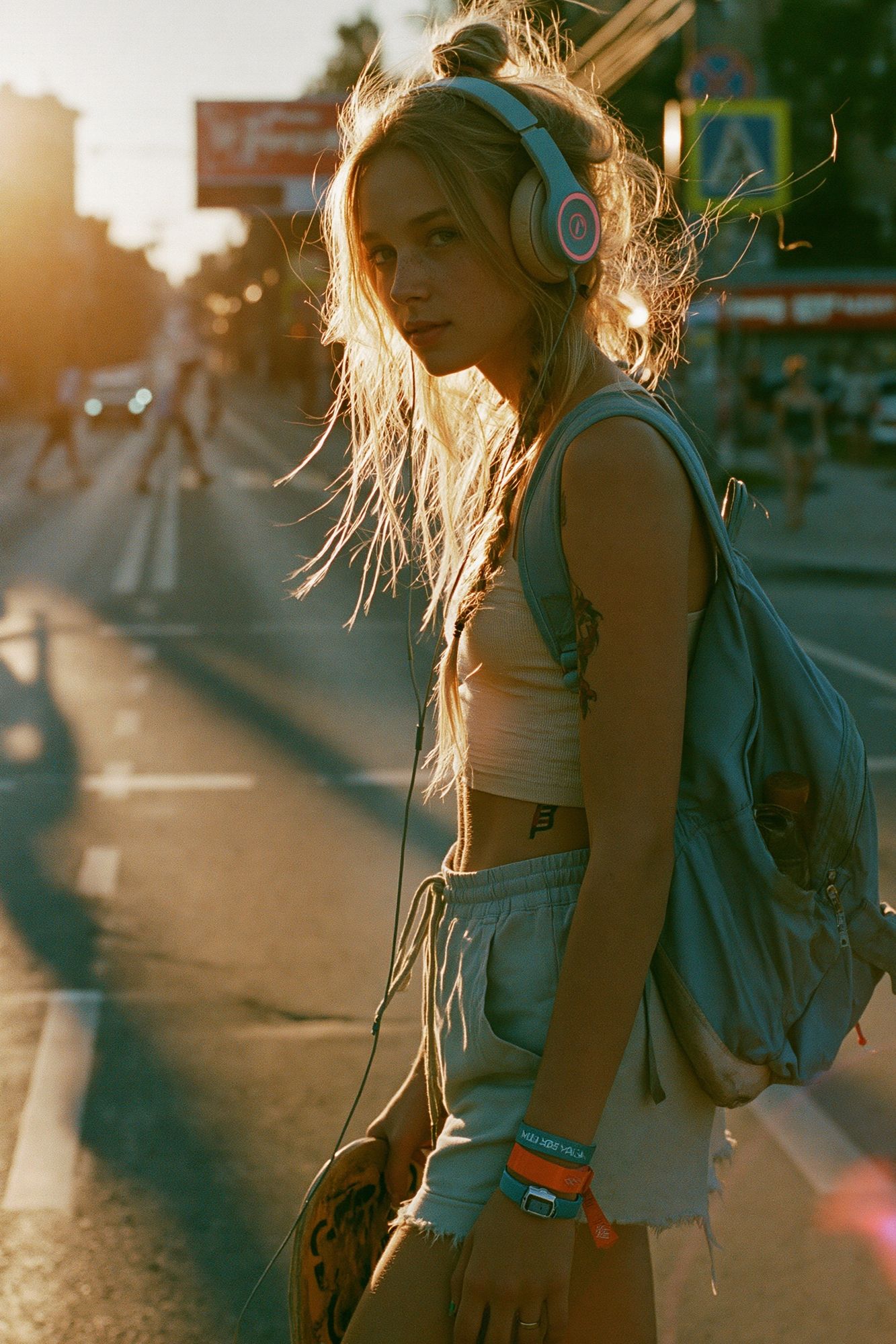 Sunlit Skateboard Girl Photography Poster. poster — photography art
