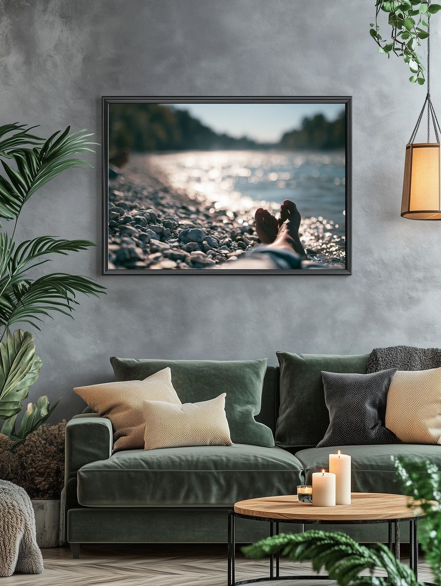 Lake Shore Relaxation Photography Poster. — room view 4