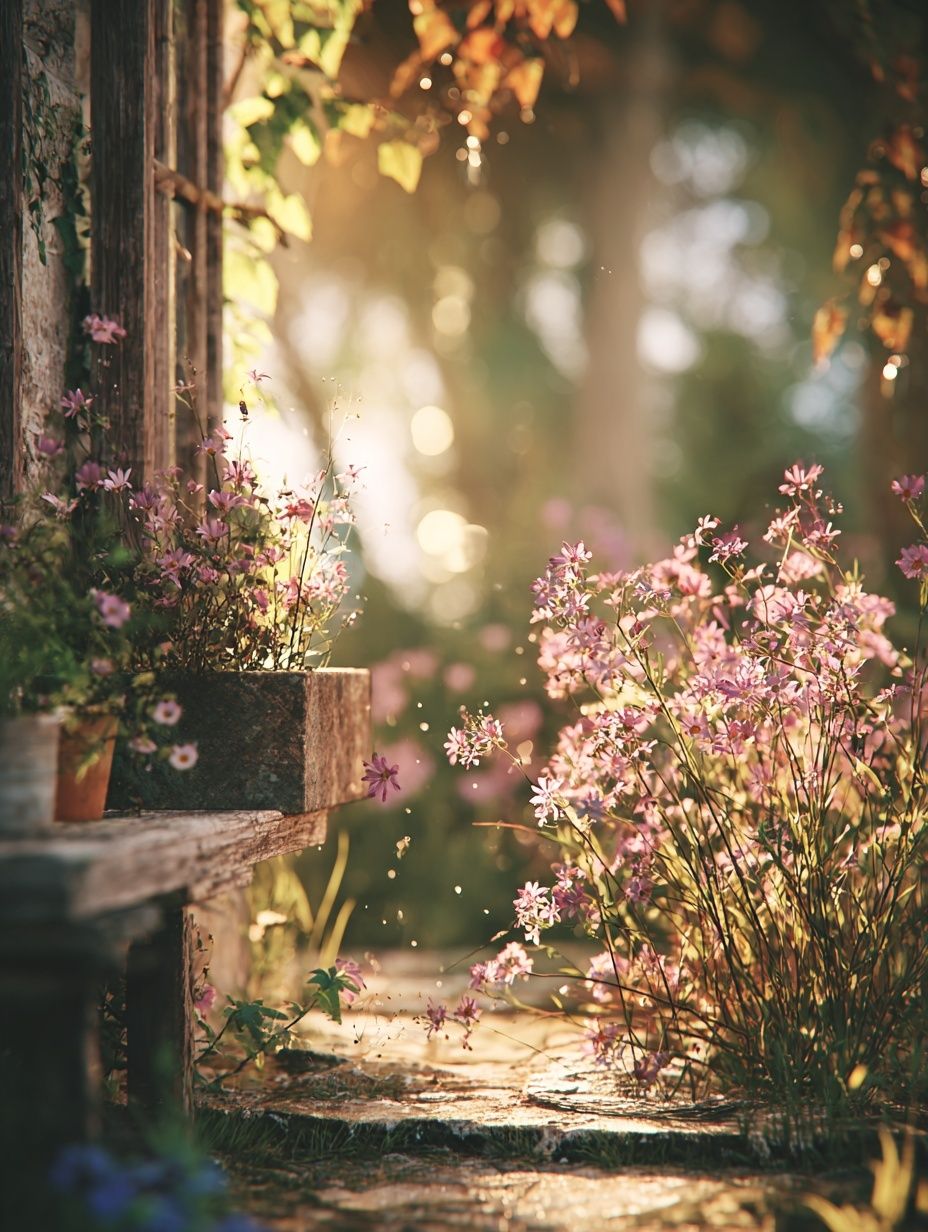 Sunlit Garden Path Photography Poster. poster — photography art