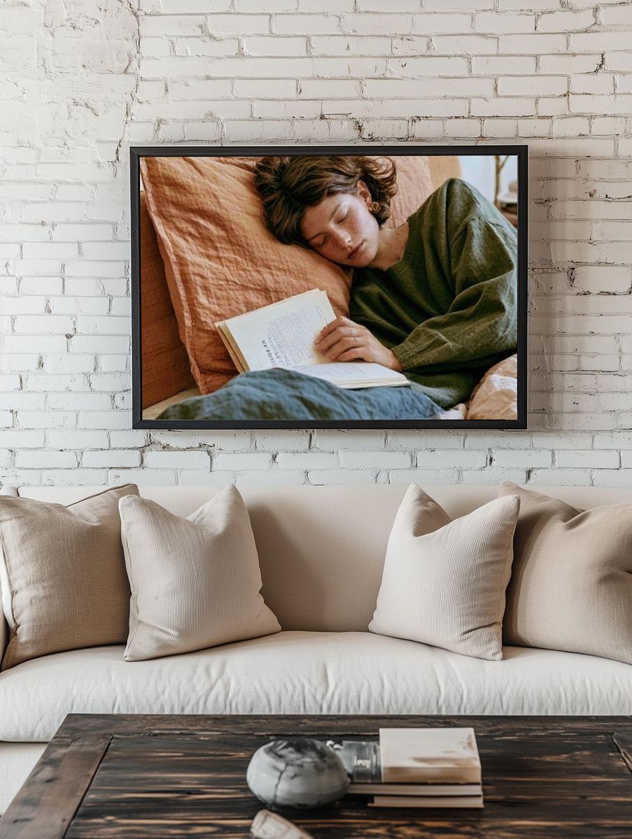 Sleeping Reader Photography Poster. — room view 1