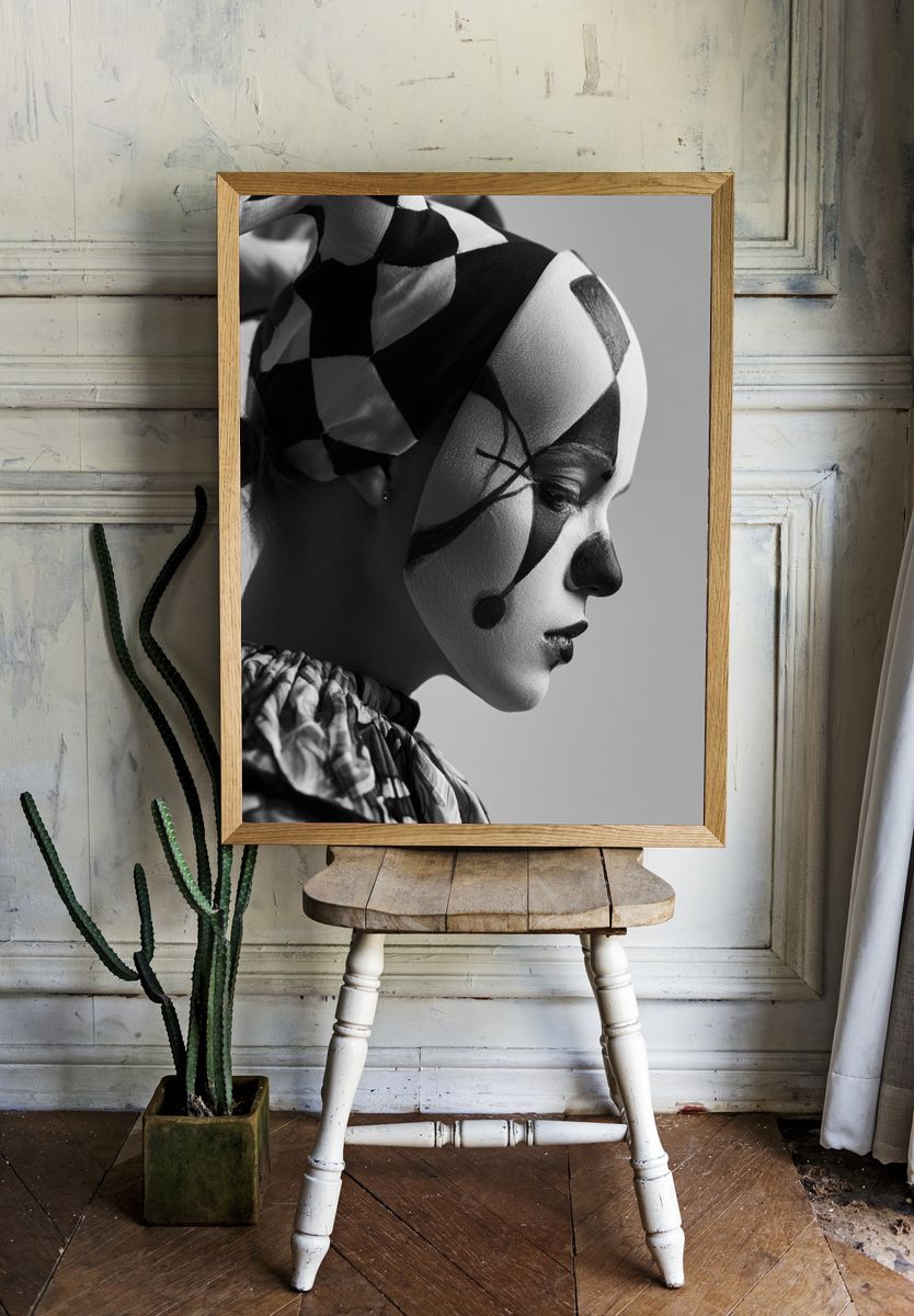 Abstract Clown Portrait Print. room preview