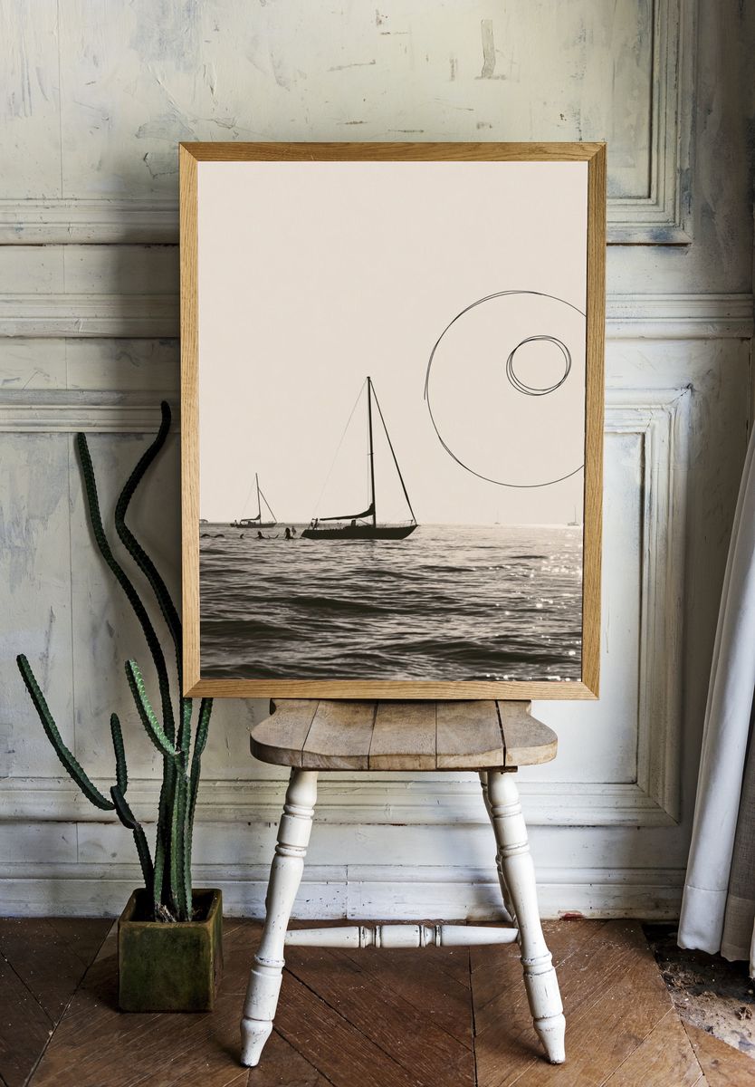 Sailboats at Sea Photography Poster. — room view 1