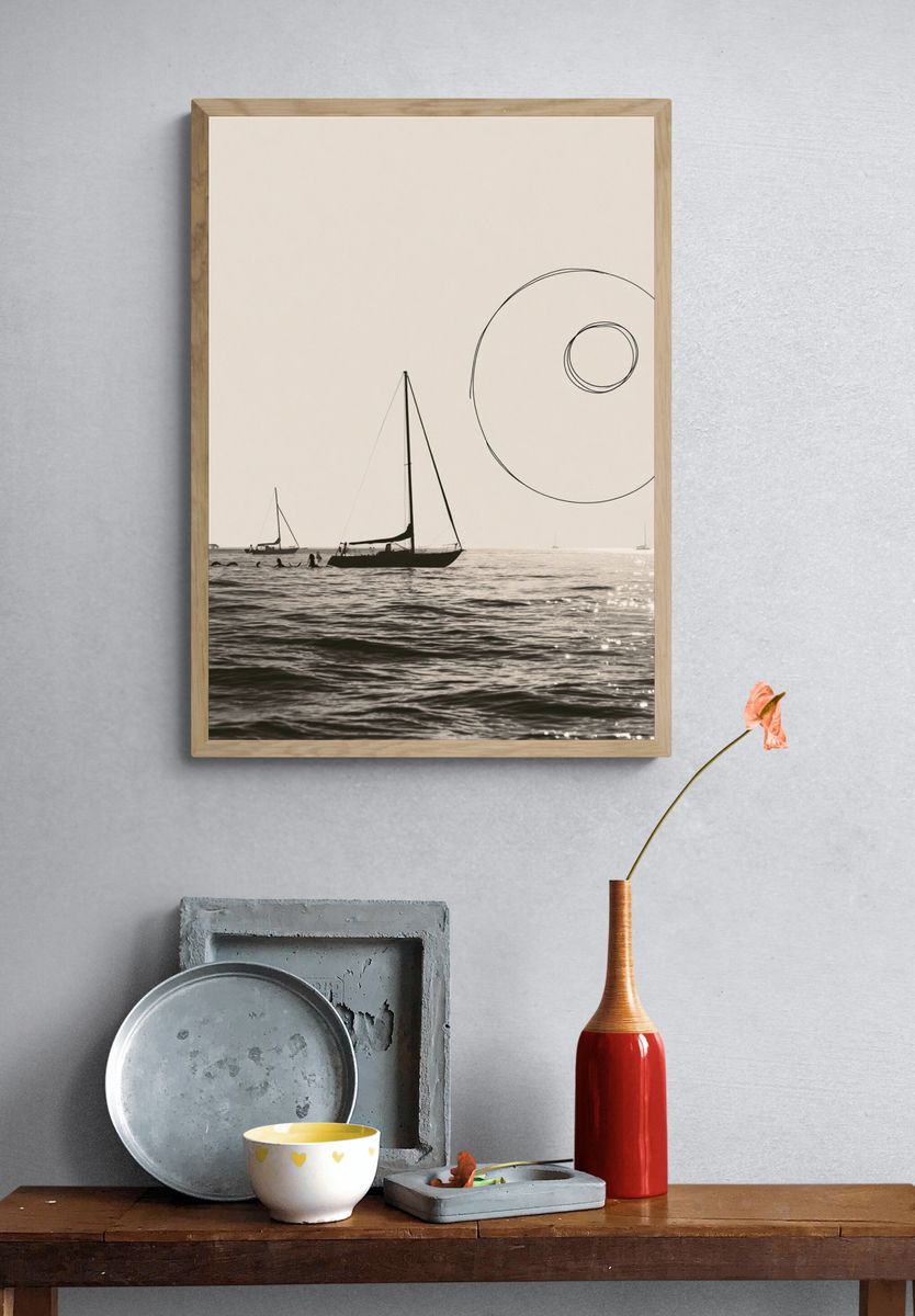 Sailboats at Sea Photography Poster. — room view 3