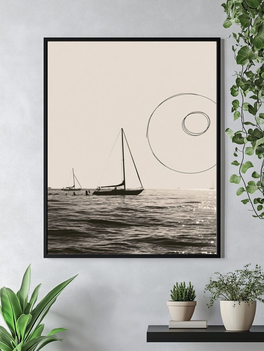 Sailboats at Sea Photography Poster. — room view 4