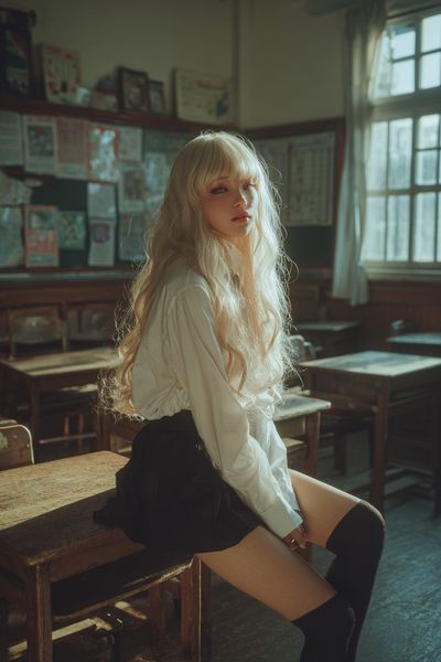 Blonde Portrait Classroom Photography Poster. poster print