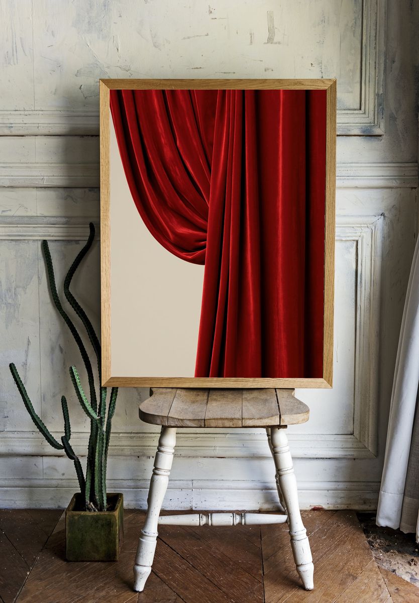 Red Velvet Curtain Photography Poster. — room view 1
