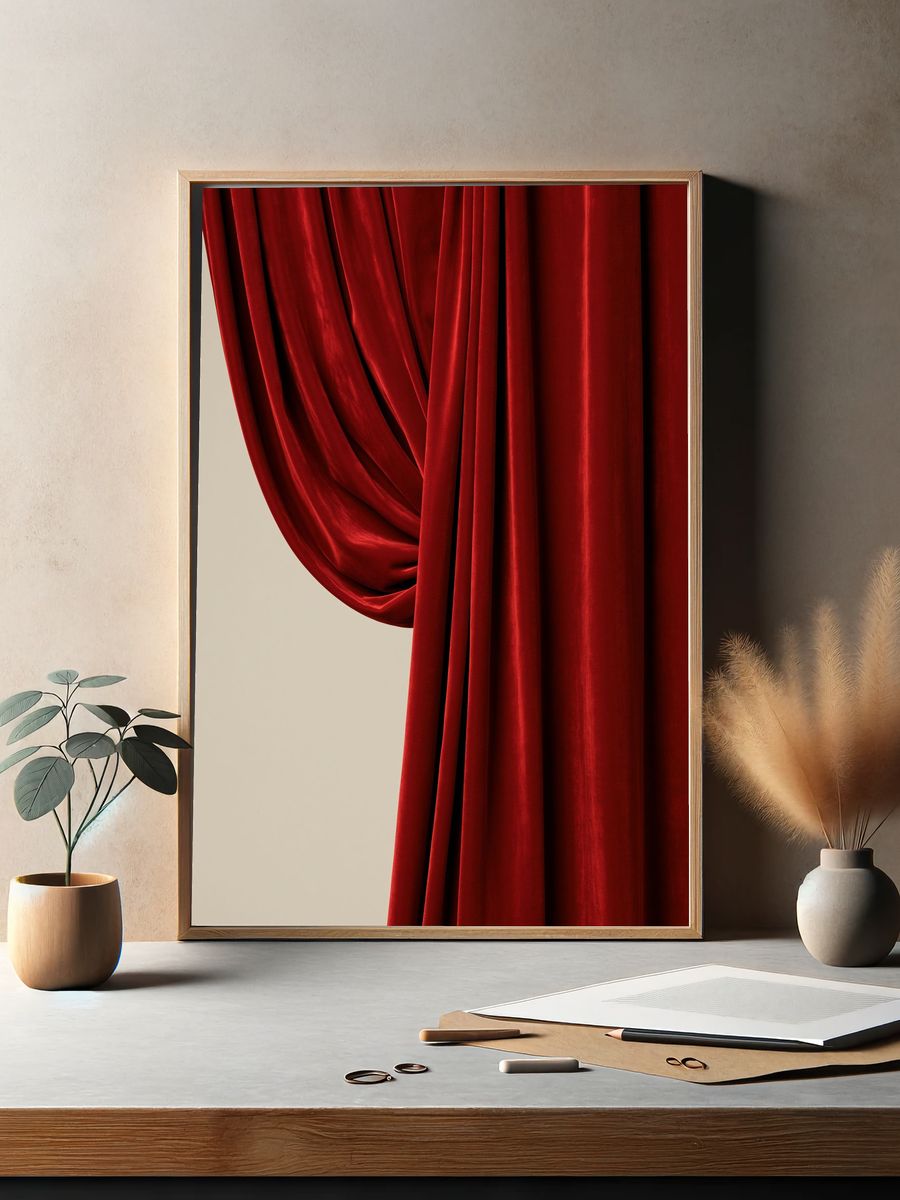 Red Velvet Curtain Photography Poster. — room view 2