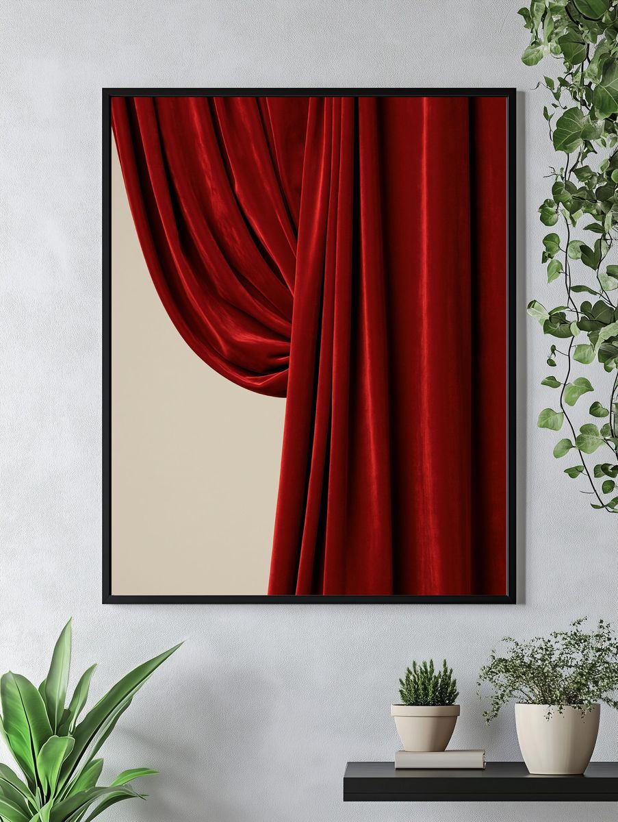 Red Velvet Curtain Photography Poster. — room view 4