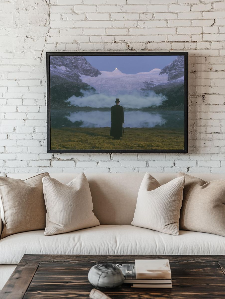 Misty Mountain Figure Photography Poster. — room view 1