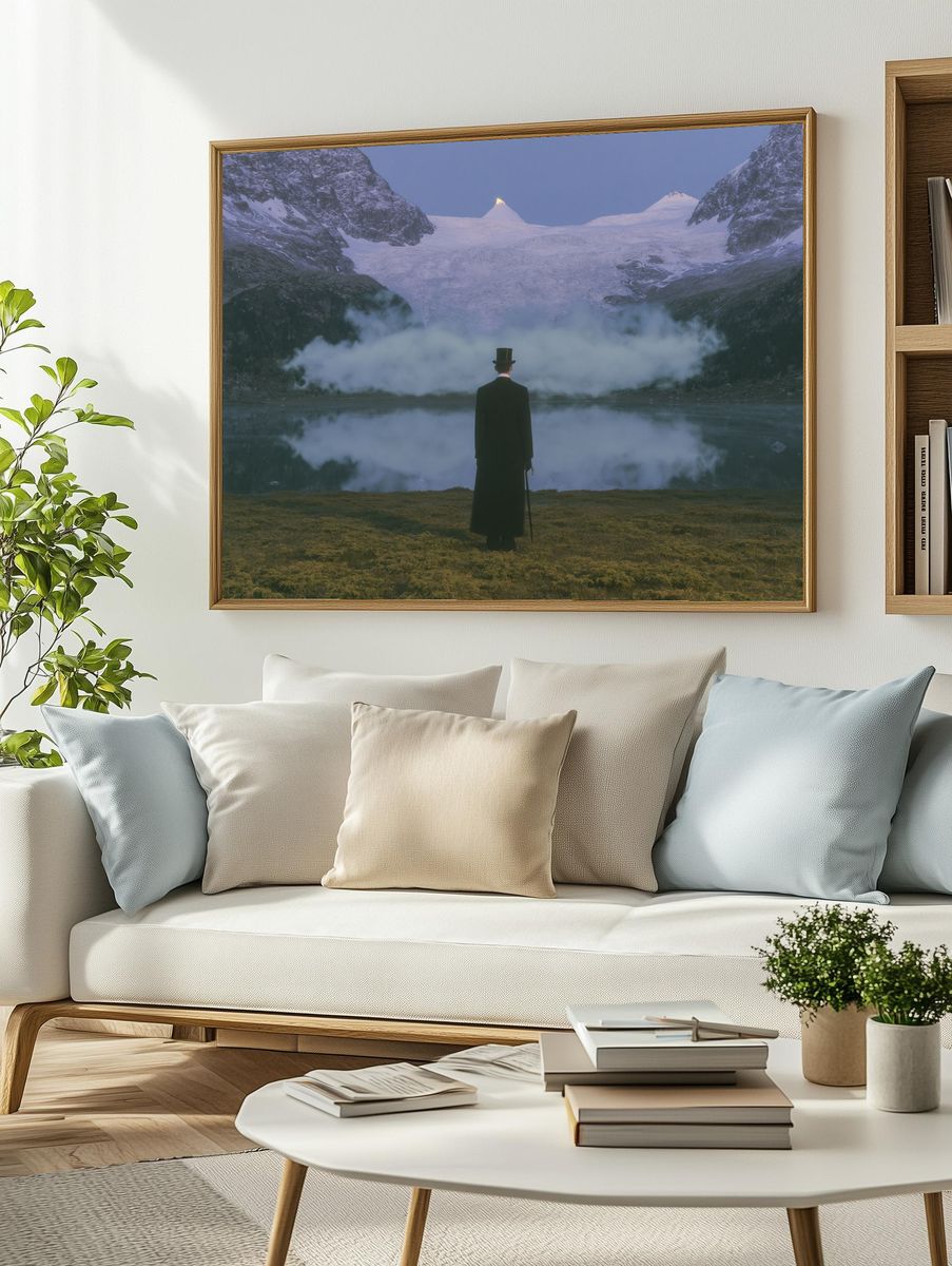 Misty Mountain Figure Photography Poster. — room view 2