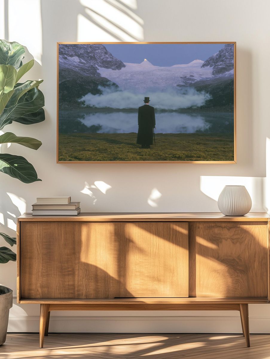 Misty Mountain Figure Photography Poster. — room view 3