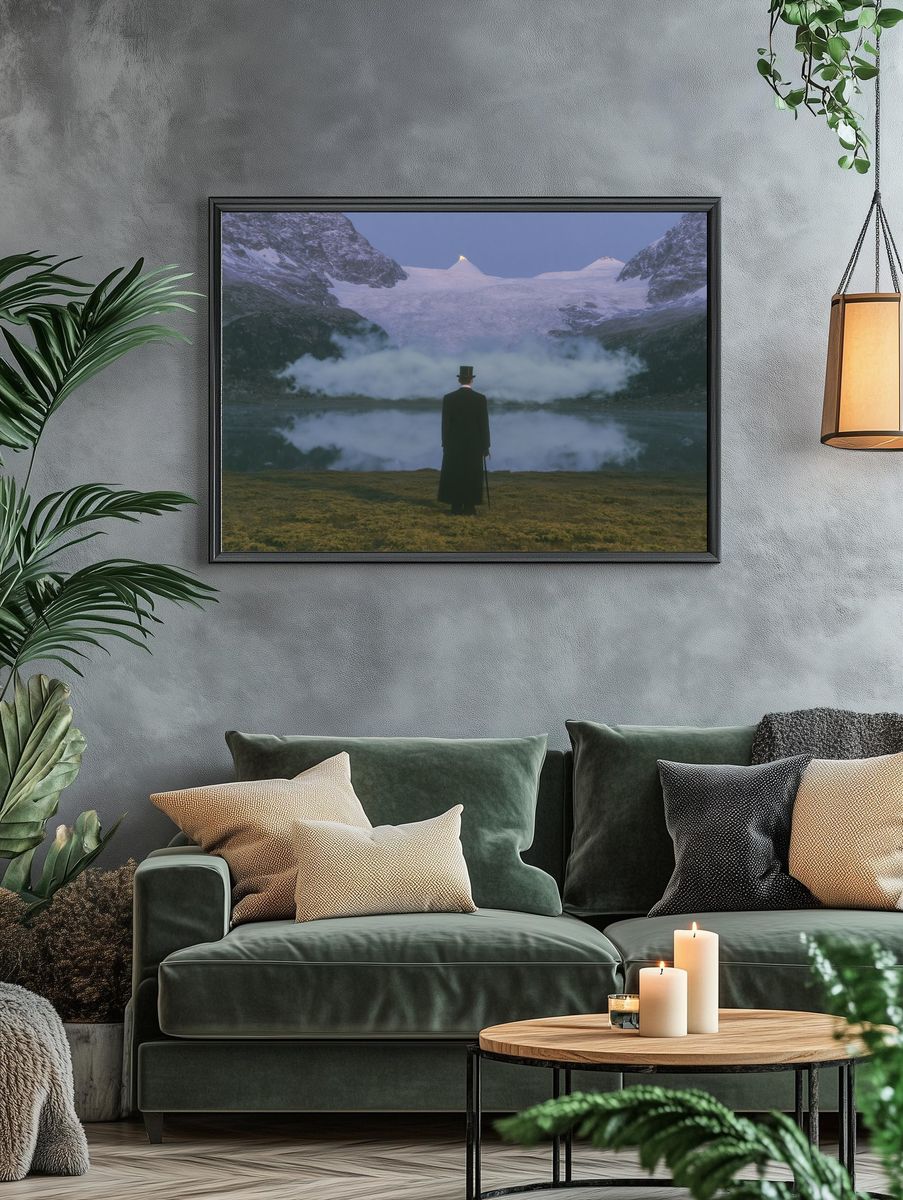 Misty Mountain Figure Photography Poster. — room view 4