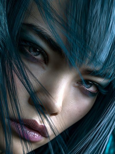 Blue-Haired Portrait Photography Poster. poster