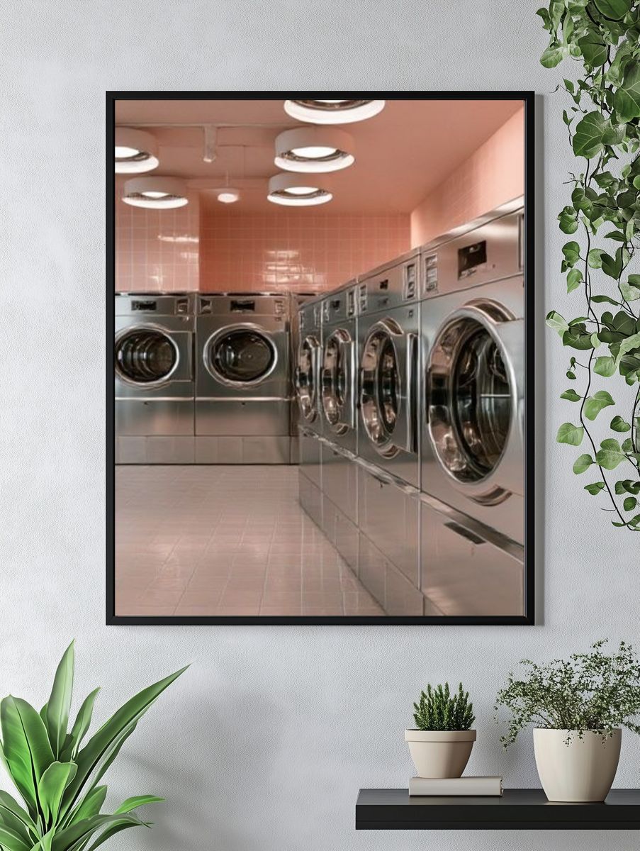 Pink Laundromat Interior Photography Poster. — room view 4