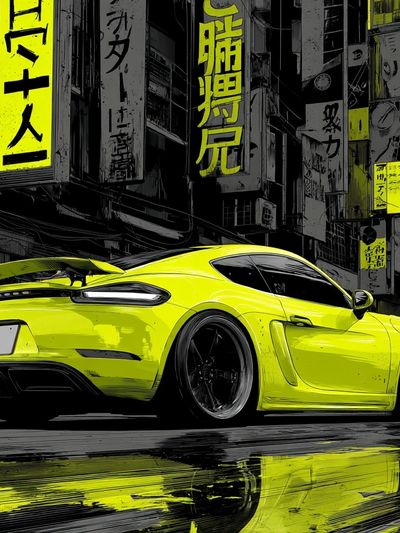 Neon Street Racer Photography Poster. poster print