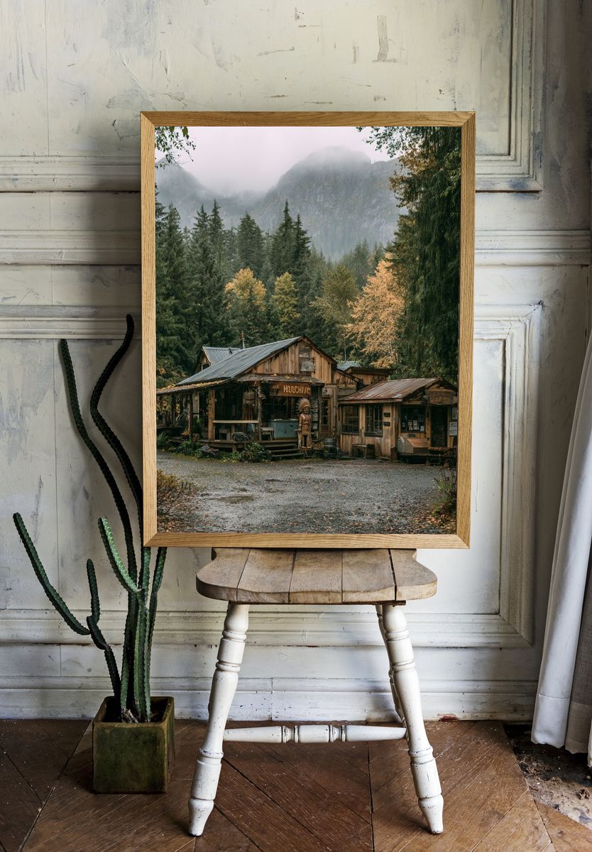 Misty Ocean Waves Photography Poster. — room view 1
