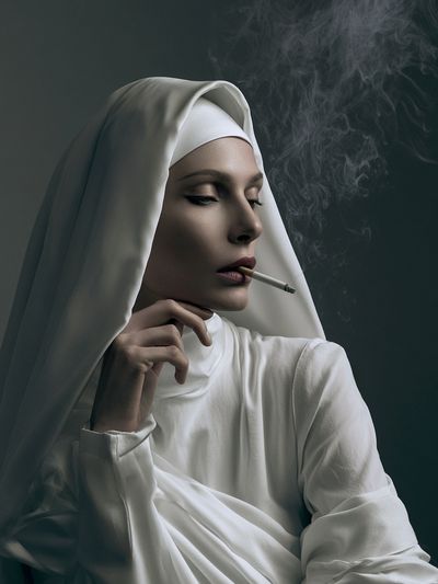 Smoky Nun Portrait Print.