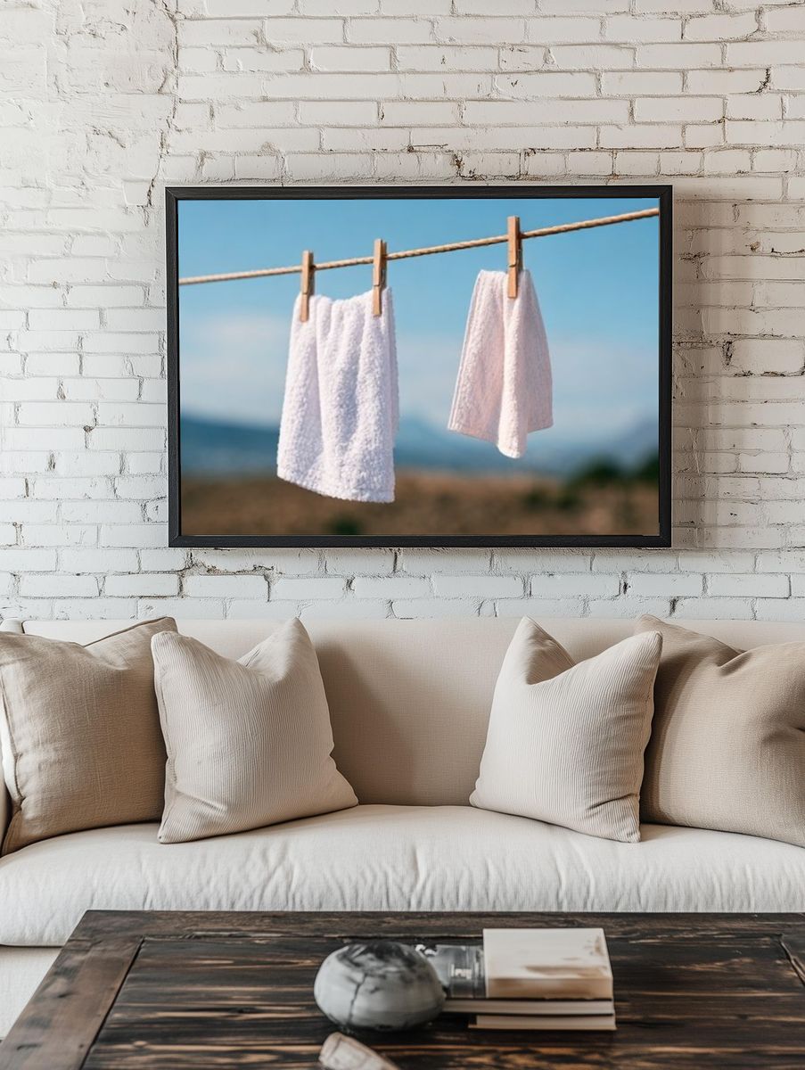 Laundry on a Line Photography Poster. room preview