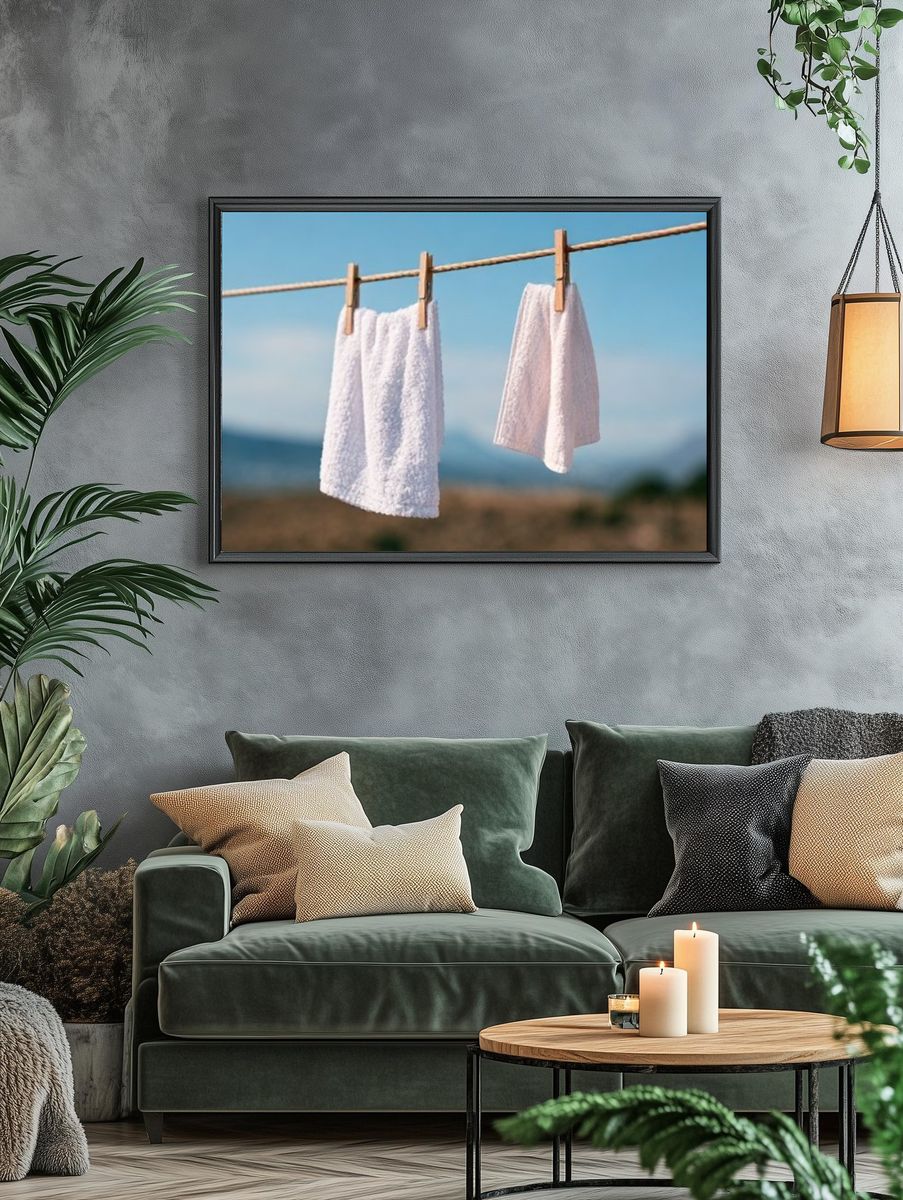 Laundry on a Line Photography Poster. — room view 4