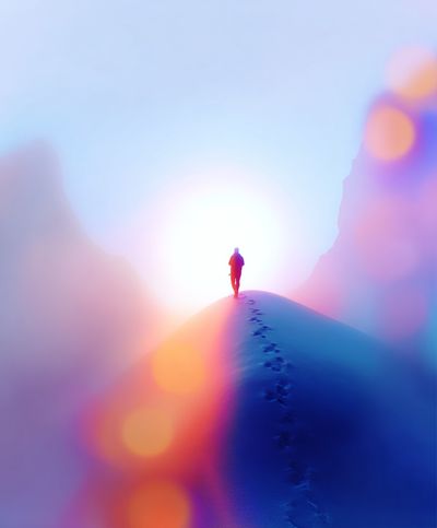 Dreamy Mountain Hiker Photography Poster. poster print