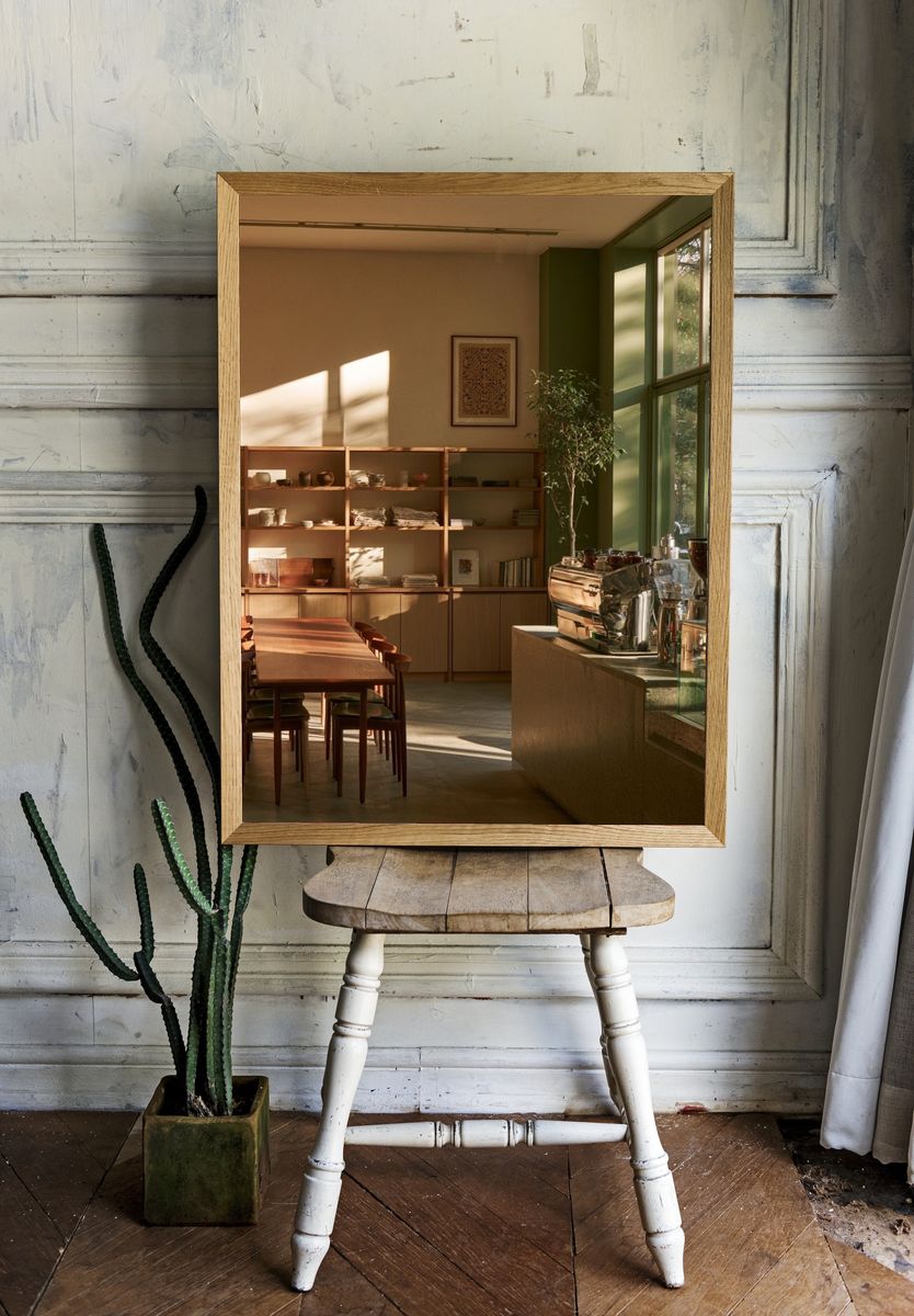 Sunlit Café Interior Photography Poster. — room view 1