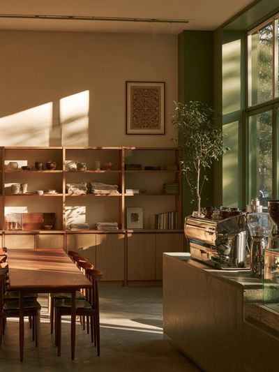 Sunlit Café Interior Photography Poster.