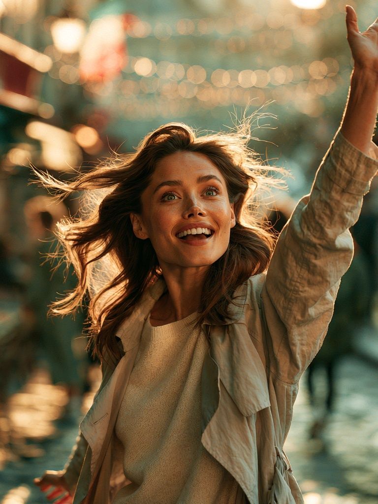 Joyful Woman in Motion Photography Poster. poster detail