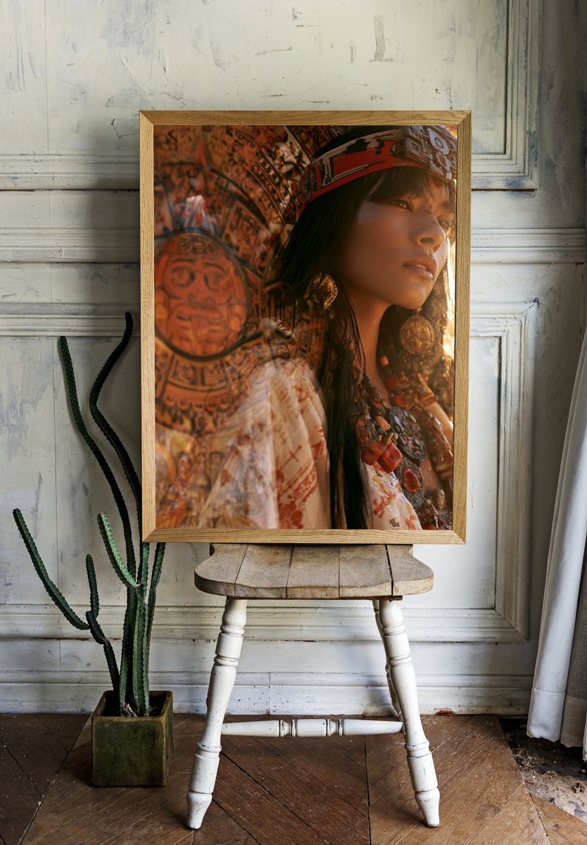 Mayan Woman Portrait Poster. room preview