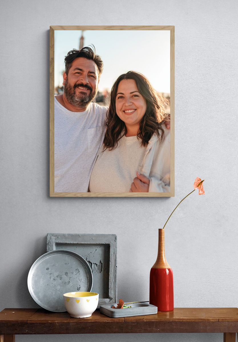 Smiling Couple Portrait Photography Poster. — room view 3