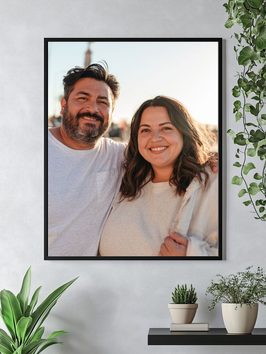 Smiling Couple Portrait Photography Poster. — room view 4