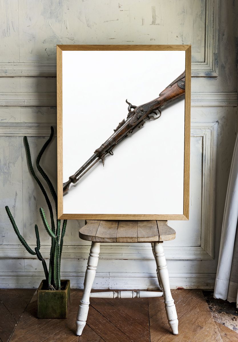 Antique Flintlock Rifle Photography Poster. — room view 1