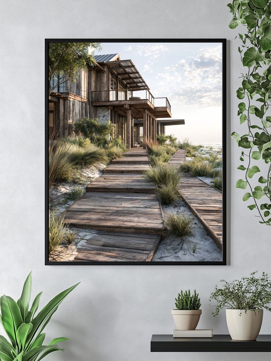 Coastal Boardwalk House Photography Poster. — room view 4