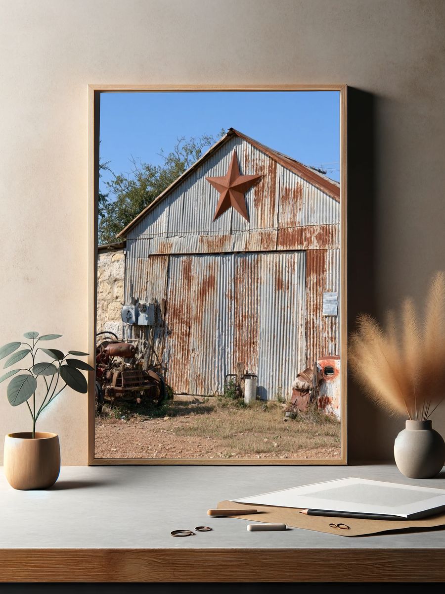 Rustic Barn Star Photography Poster. — room view 2
