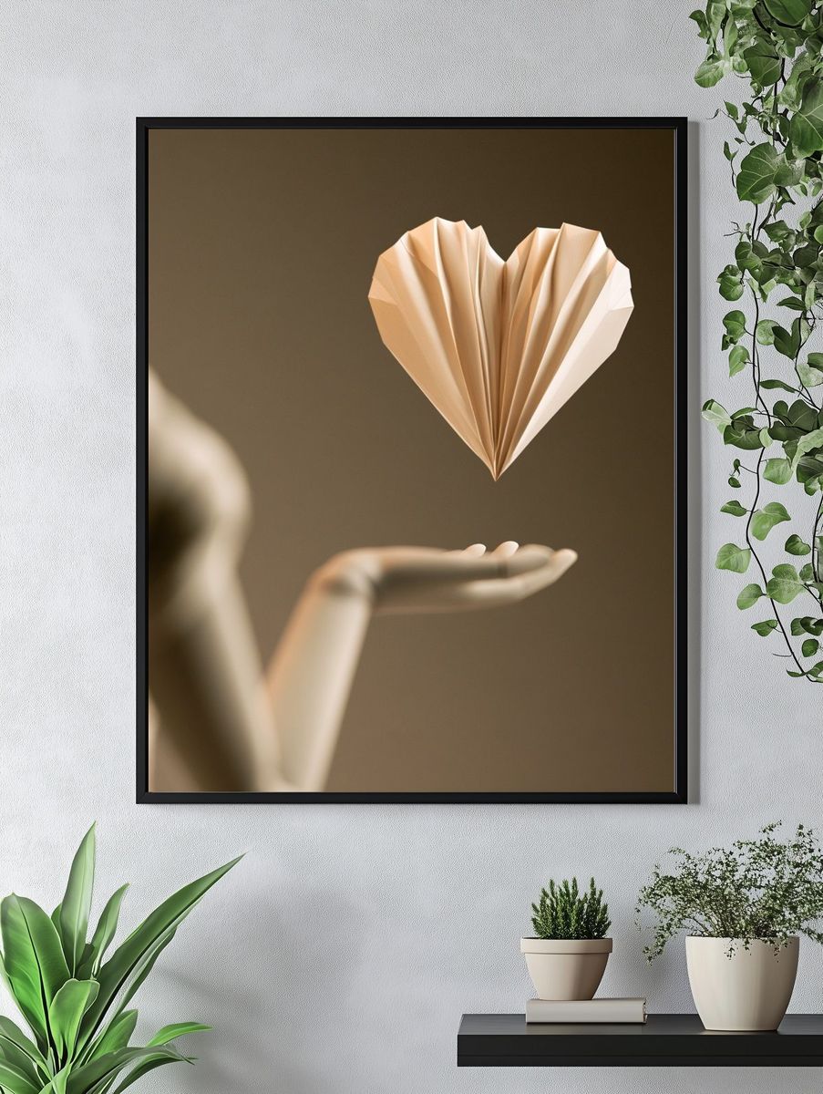 Floating Paper Heart Photography Poster. — room view 4