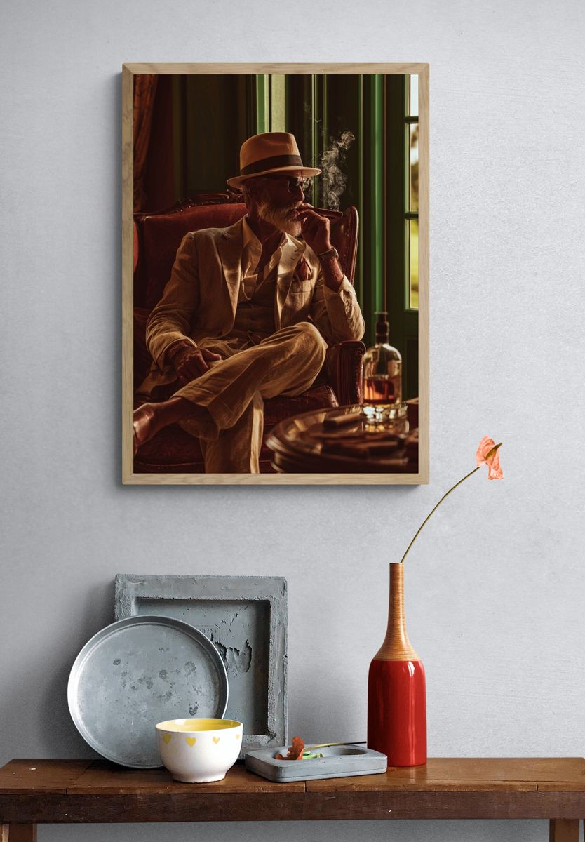 Cigar Lounge Gentleman Photography Poster. — room view 3
