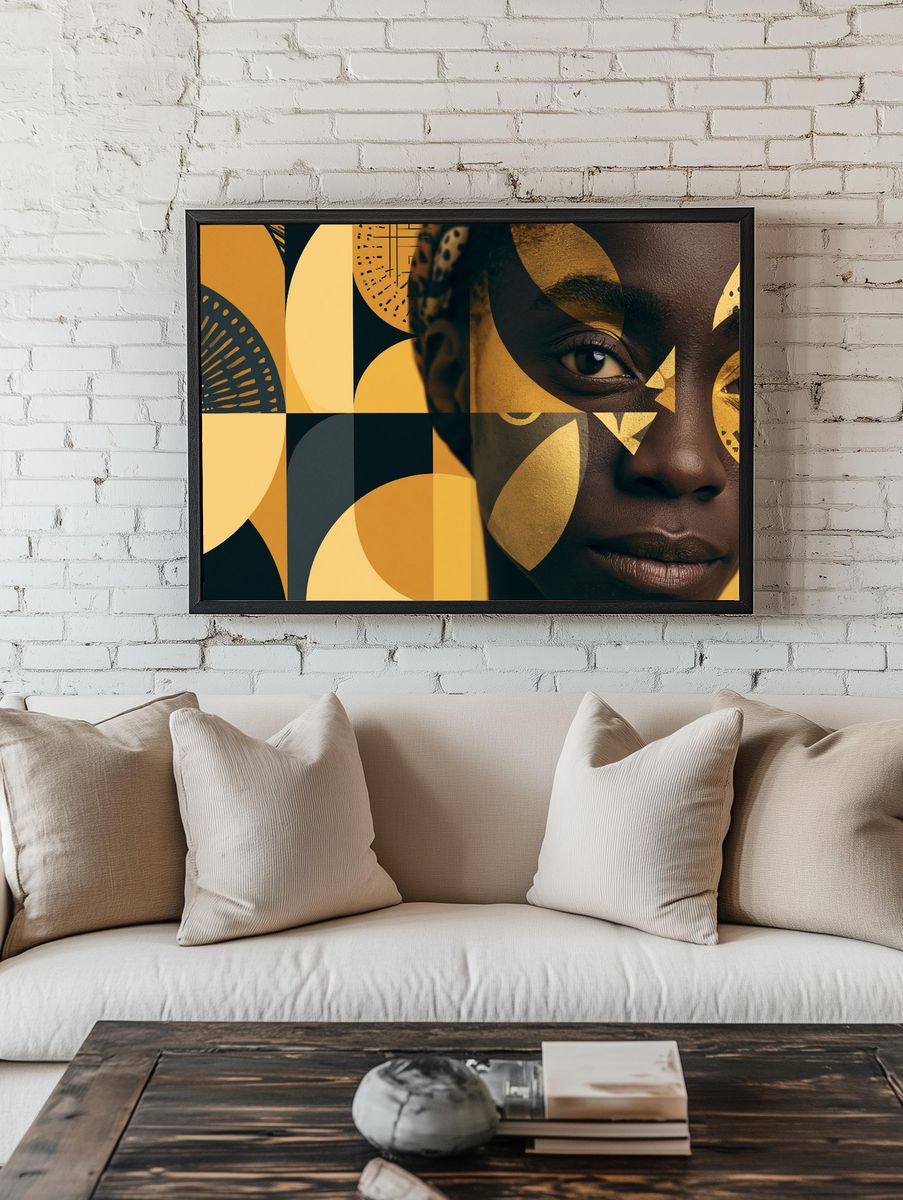 Golden Face Collage Photography Poster. — room view 1