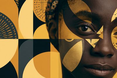 Golden Face Collage Photography Poster. poster print