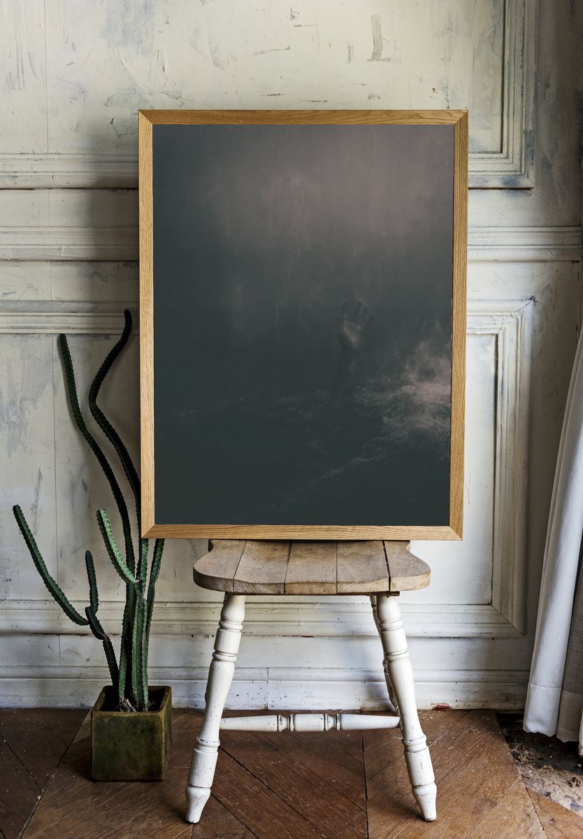 Misty Underwater Figure Photography Poster. — room view 1