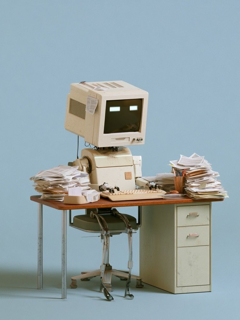 Retro Computer Desk Photography Print. poster — photography art