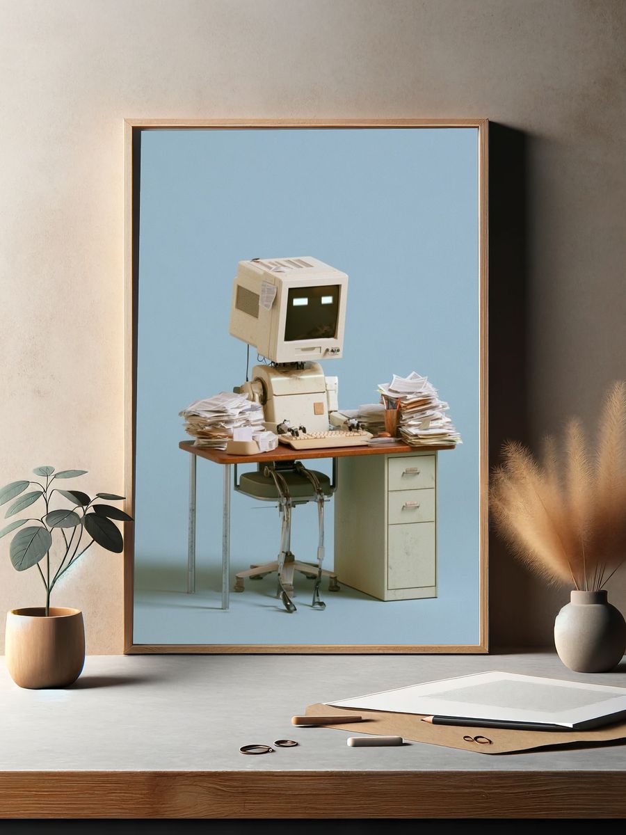 Retro Computer Desk Photography Print. — room view 2