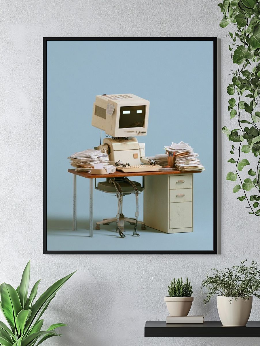 Retro Computer Desk Photography Print. — room view 4