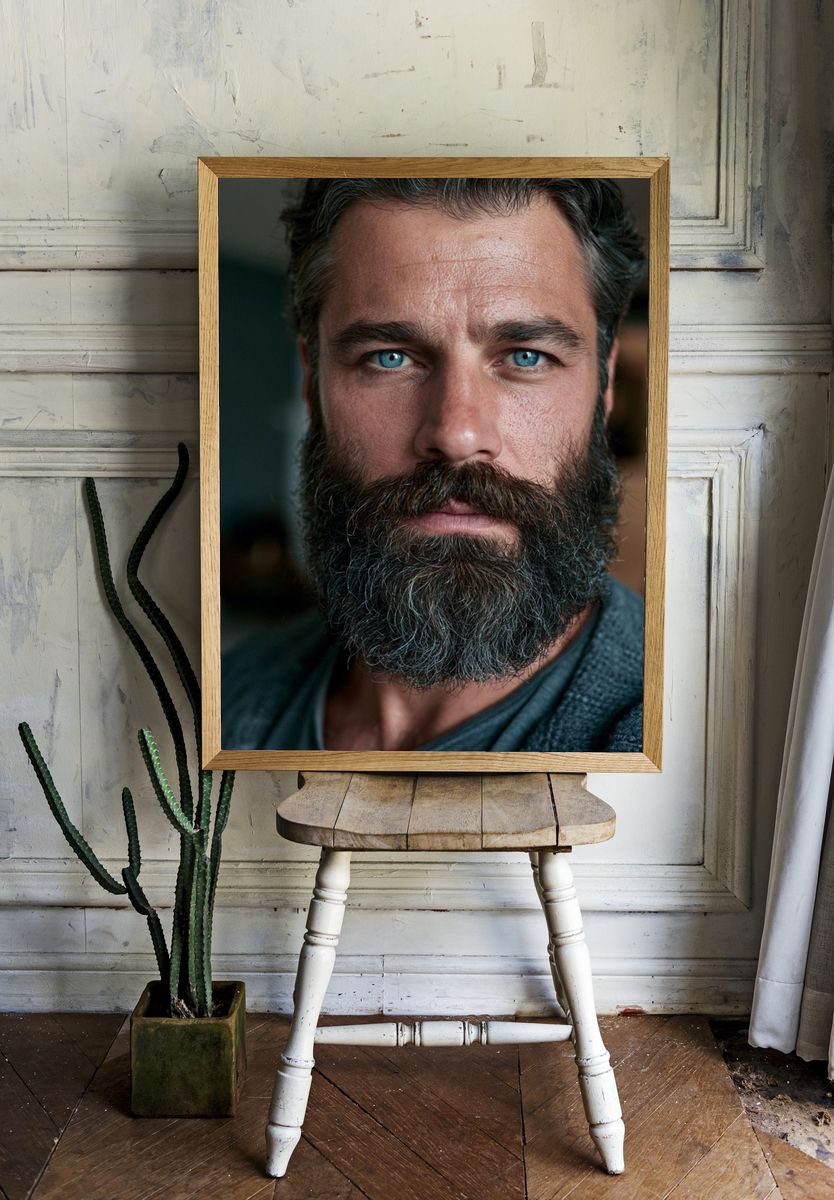 Bearded Man Portrait Photography Poster. — room view 1