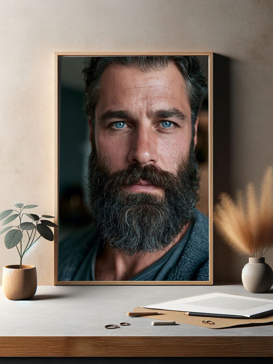 Bearded Man Portrait Photography Poster. — room view 2