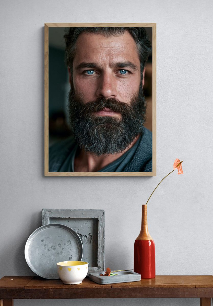 Bearded Man Portrait Photography Poster. — room view 3