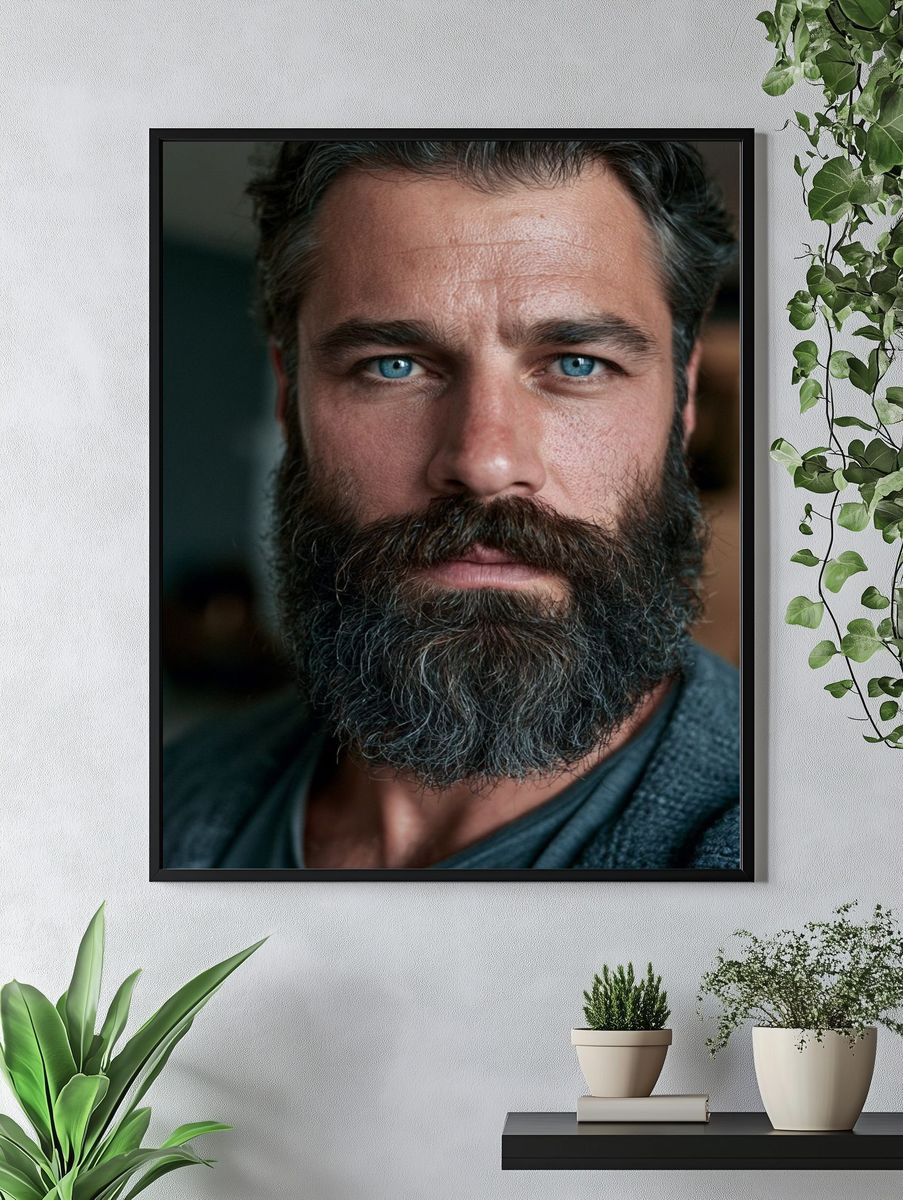 Bearded Man Portrait Photography Poster. — room view 4