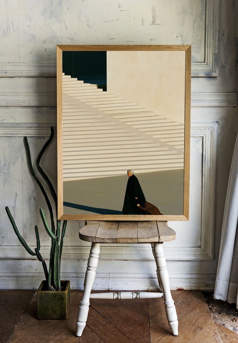 Minimalist Stairway Scene Photography Poster. — room view 1