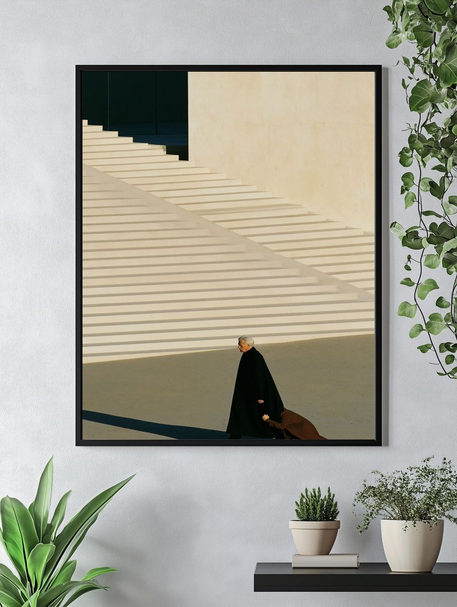 Minimalist Stairway Scene Photography Poster. — room view 4