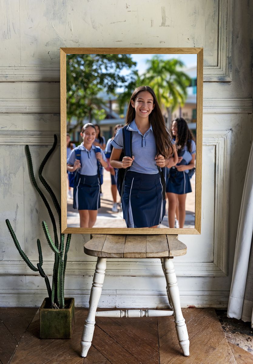 Schoolgirls in Sunshine Photography Poster. — room view 1